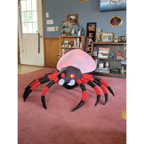 Amazon.com: ATDAWN 6FT Halloween Inflatable Spider with  6FT Halloween Inflatable Spider with Magic Light, Blow Up Inflatables Spider